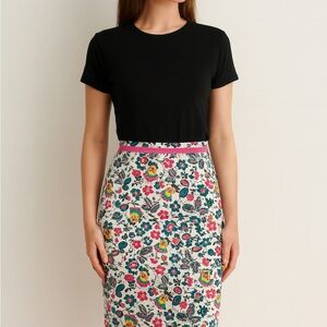 Boden Floral Teal Pink Pencil Skirt 6